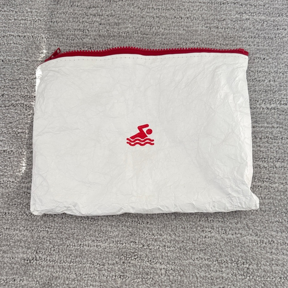 Left On Friday White and Red Pouch